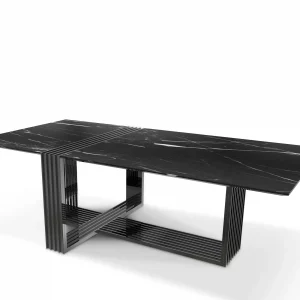 Solid Black Marble Dining Table