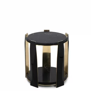 Round Black Gold Side Table