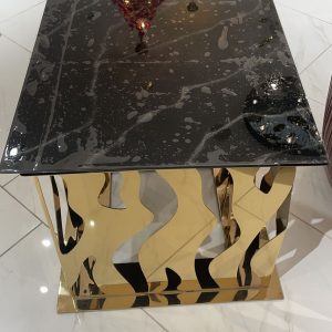 Abstract Gold with Black Top Table