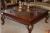 low-rise mahogany colored coffee table
